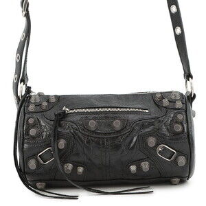 Balenciaga Shoulder Bag Le Cagole Cylinder Leather Black